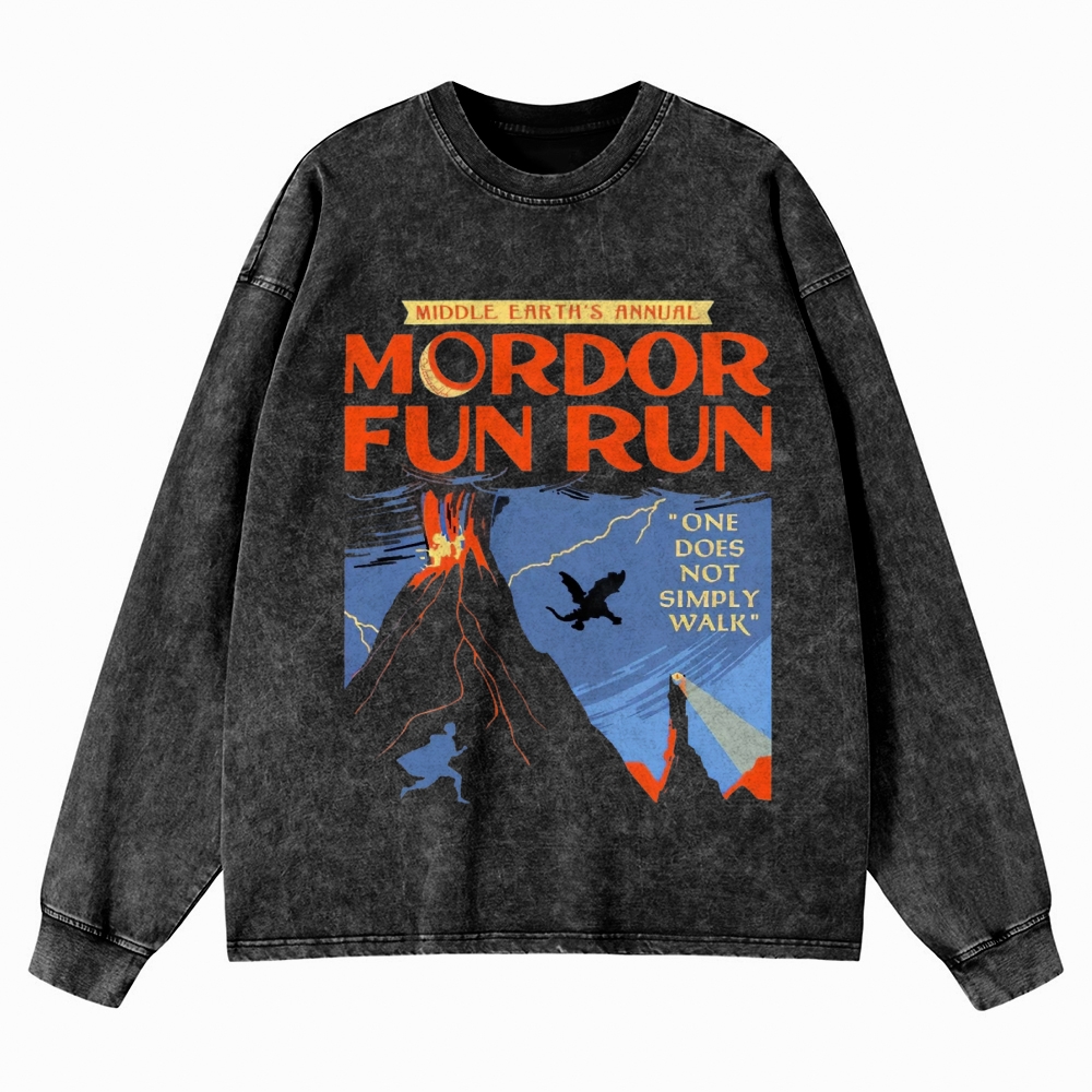 Mordor Fun Run Retro Washed Long-Sleeved T-Shirt 