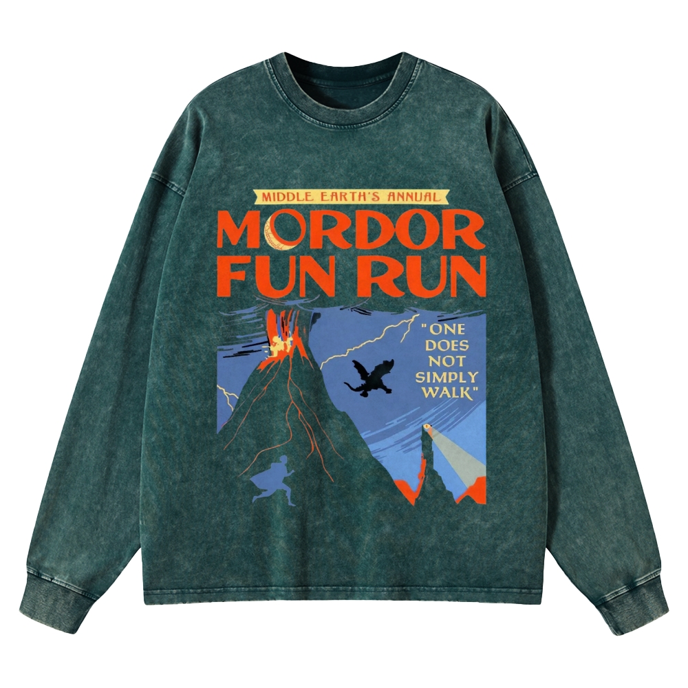 Mordor Fun Run Retro Washed Long-Sleeved T-Shirt 