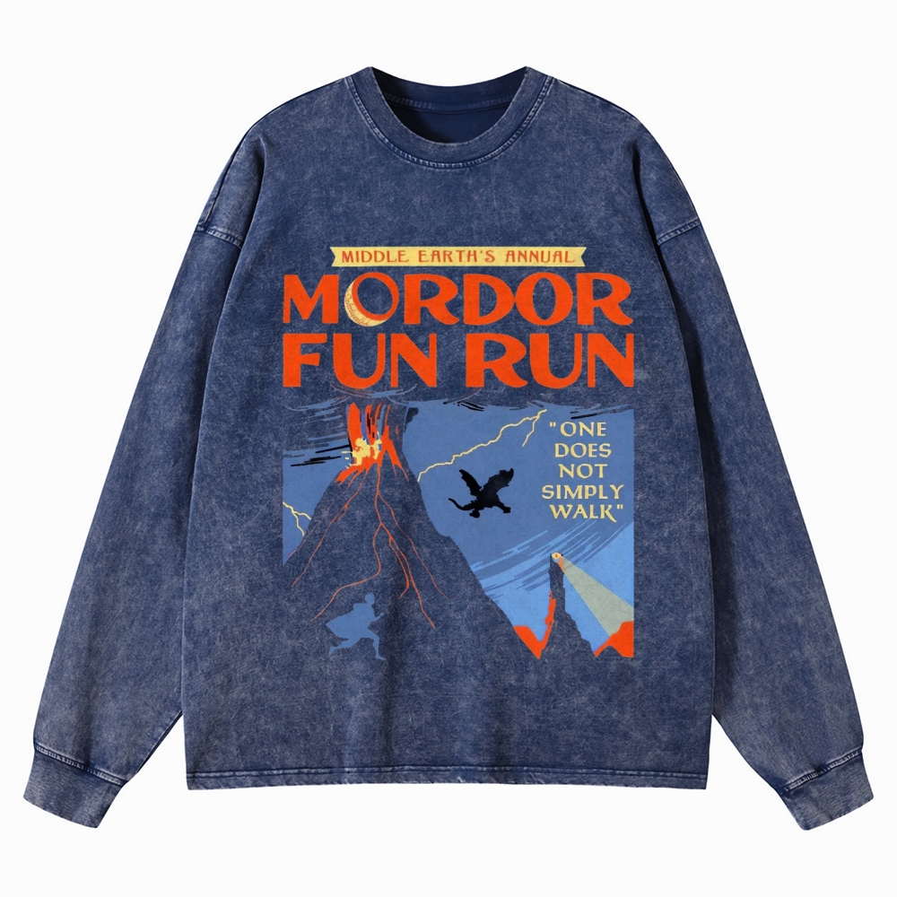 Mordor Fun Run Retro Washed Long-Sleeved T-Shirt 