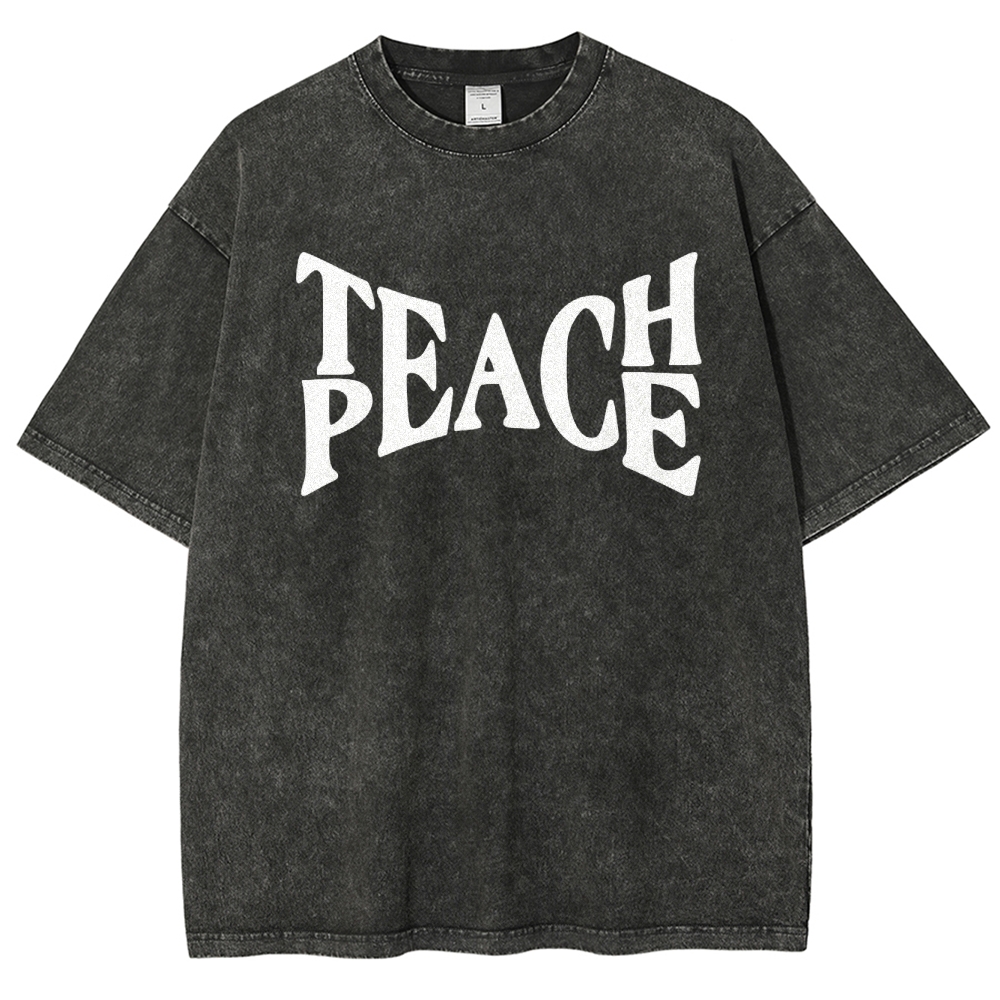 "TEACH PEACE" Graphic Washed T-Shirt