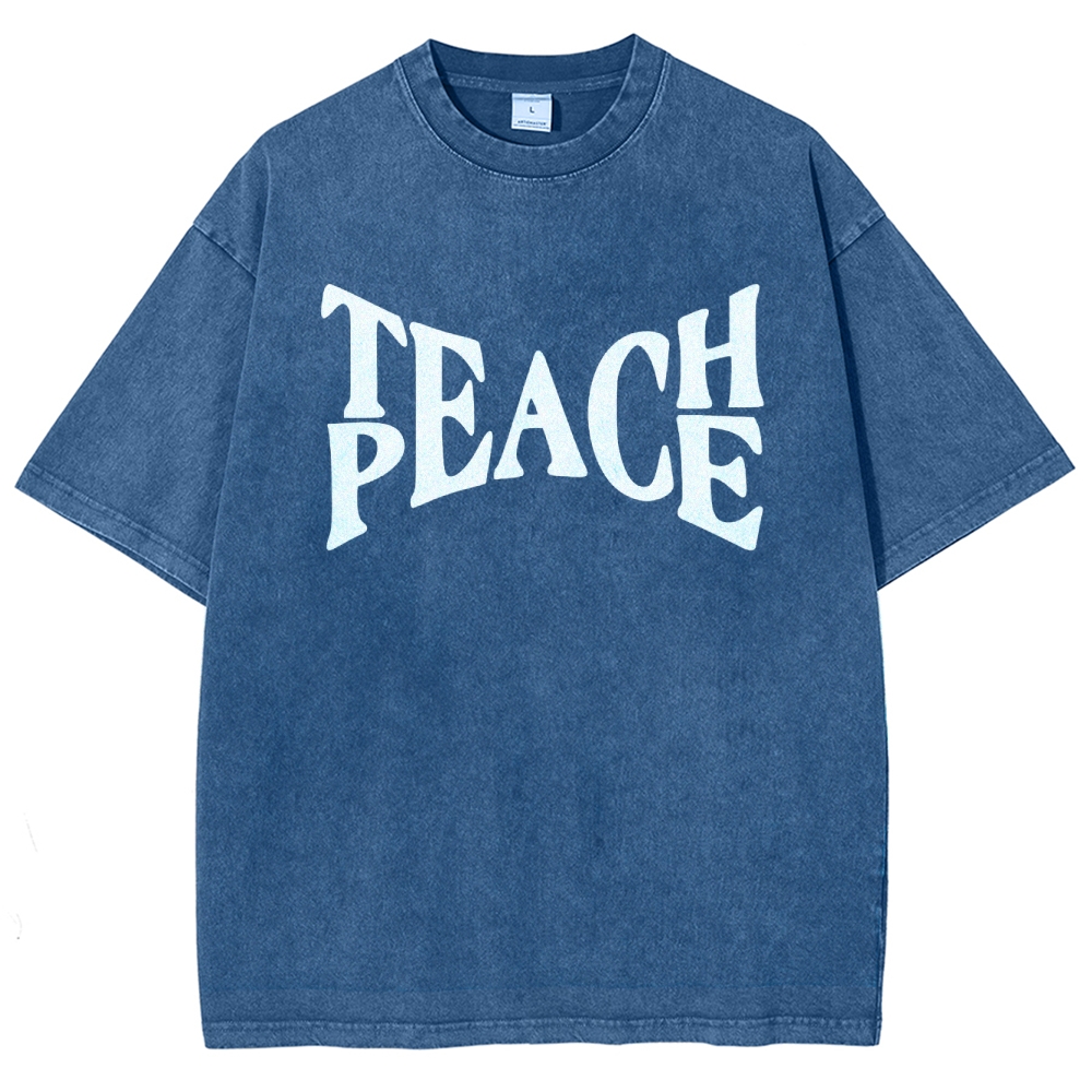 "TEACH PEACE" Graphic Washed T-Shirt