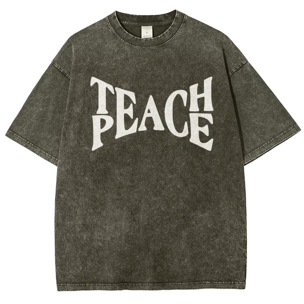 "TEACH PEACE" Graphic Washed T-Shirt