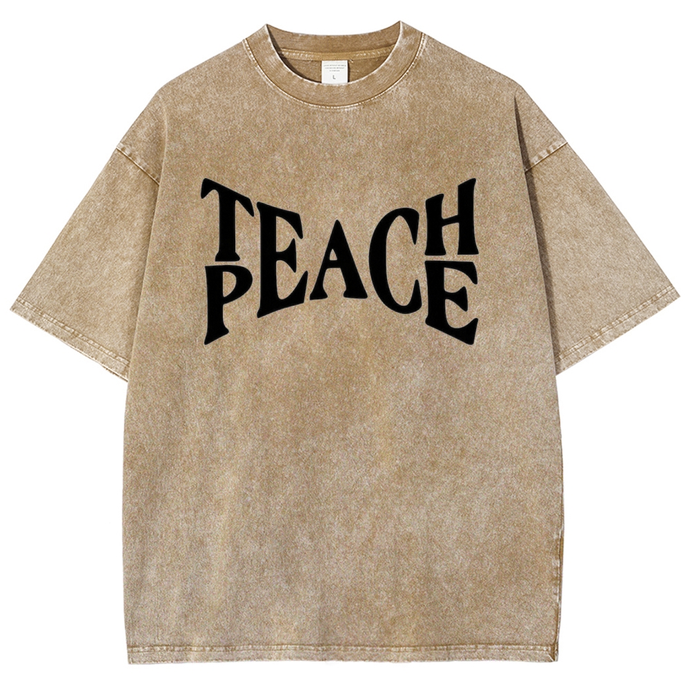 "TEACH PEACE" Graphic Washed T-Shirt