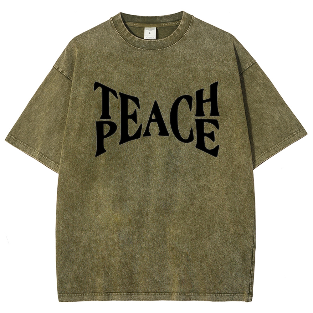 "TEACH PEACE" Graphic Washed T-Shirt