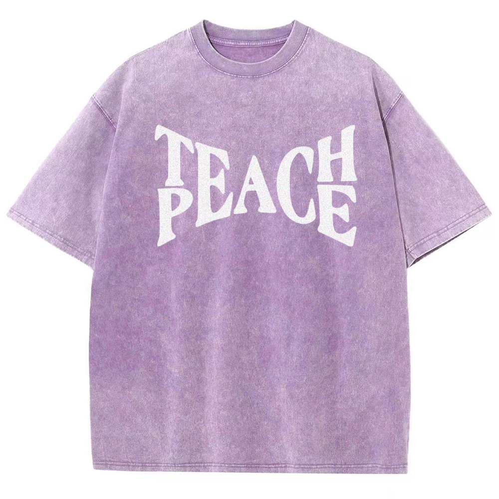 "TEACH PEACE" Graphic Washed T-Shirt