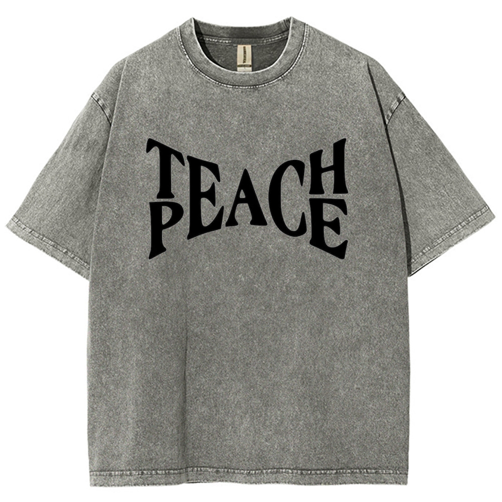 "TEACH PEACE" Graphic Washed T-Shirt