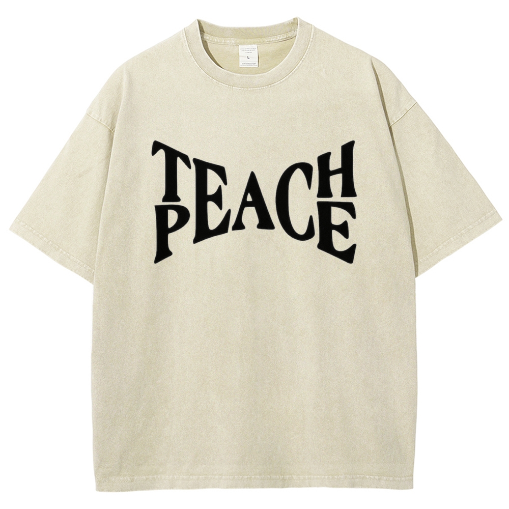 "TEACH PEACE" Graphic Washed T-Shirt
