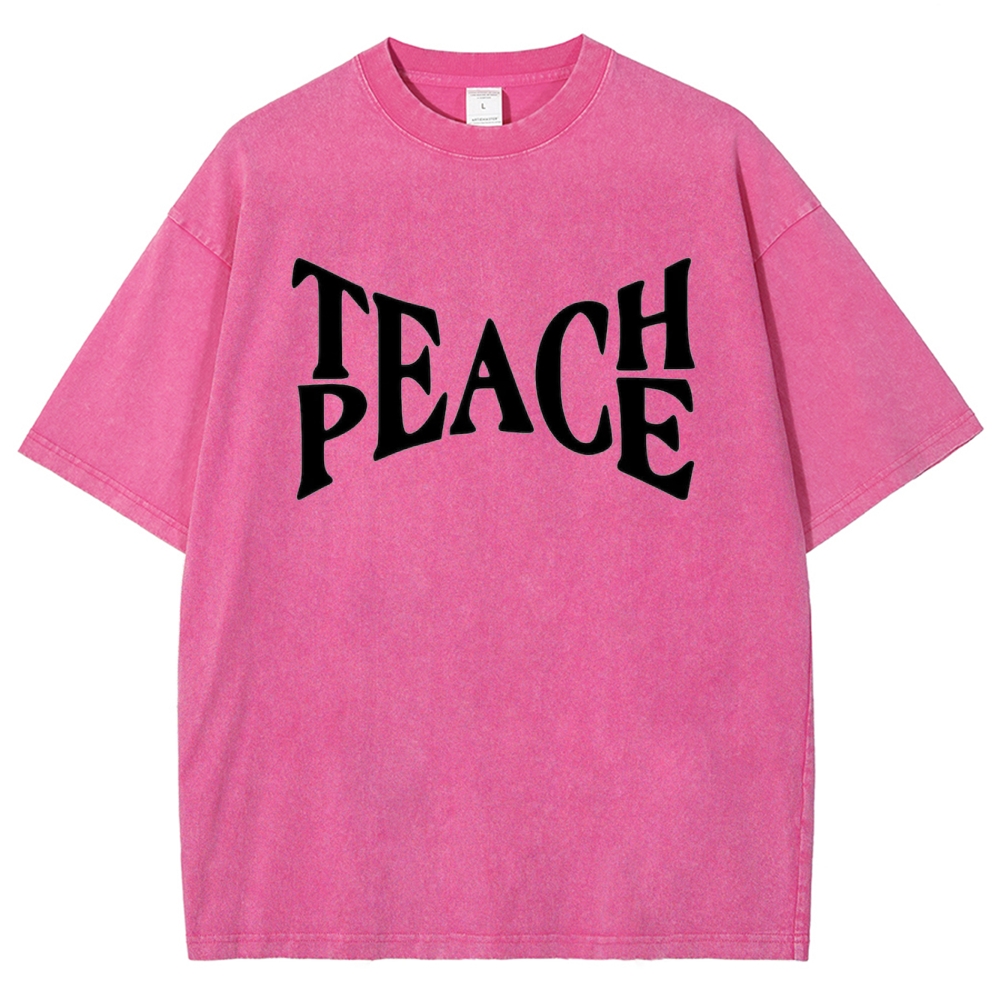 "TEACH PEACE" Graphic Washed T-Shirt
