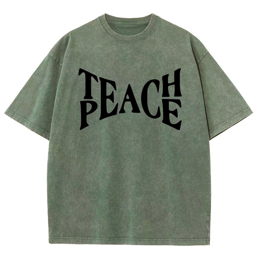 "TEACH PEACE" Graphic Washed T-Shirt