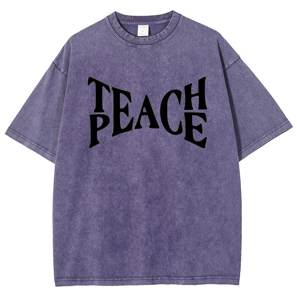 "TEACH PEACE" Graphic Washed T-Shirt