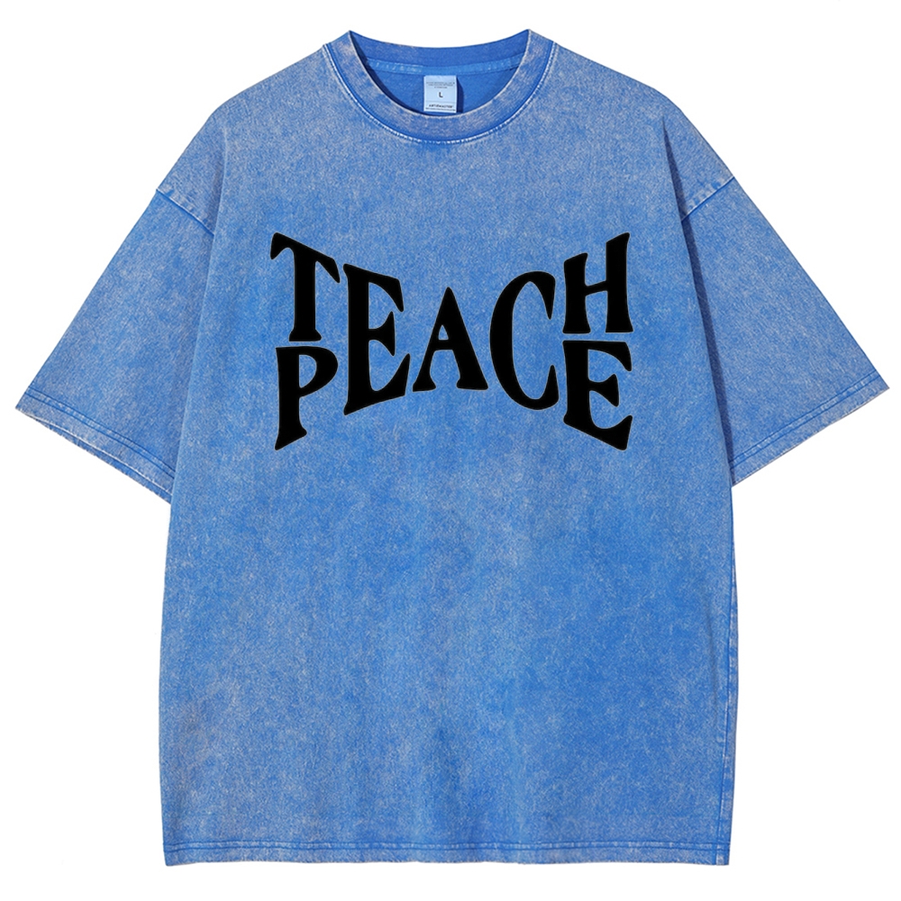 "TEACH PEACE" Graphic Washed T-Shirt