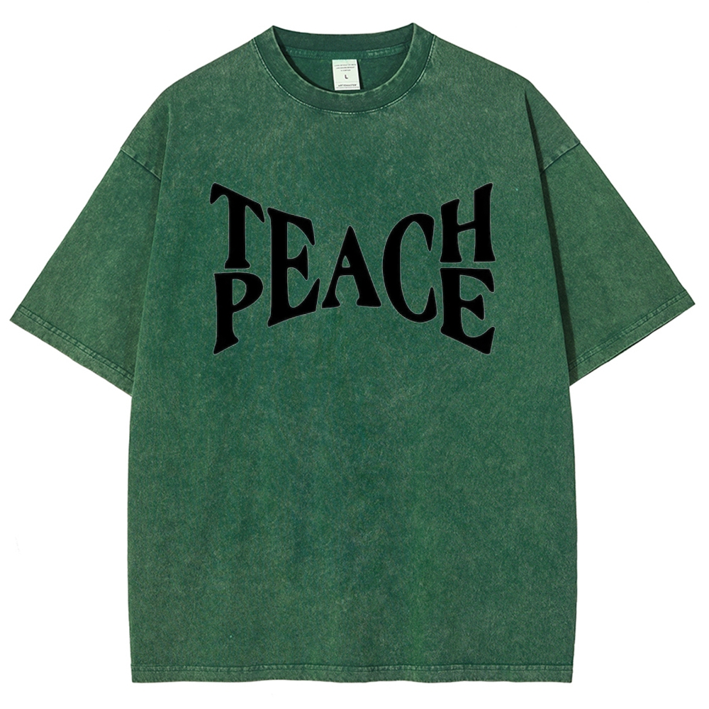 "TEACH PEACE" Graphic Washed T-Shirt