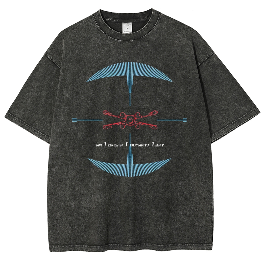 Drone & Futuristic Graphic Washed T-Shirt
