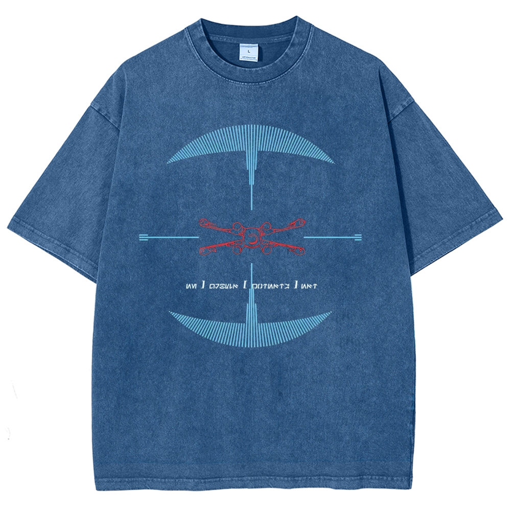 Drone & Futuristic Graphic Washed T-Shirt