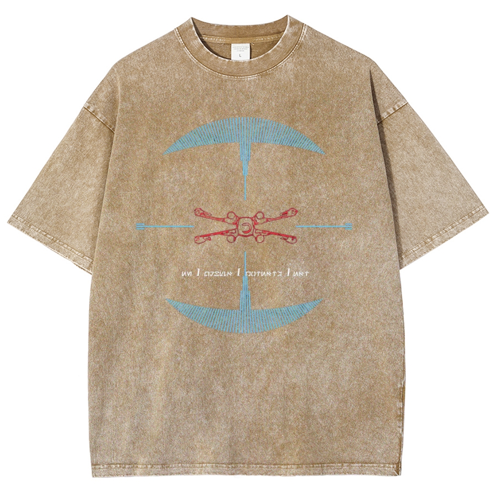 Drone & Futuristic Graphic Washed T-Shirt