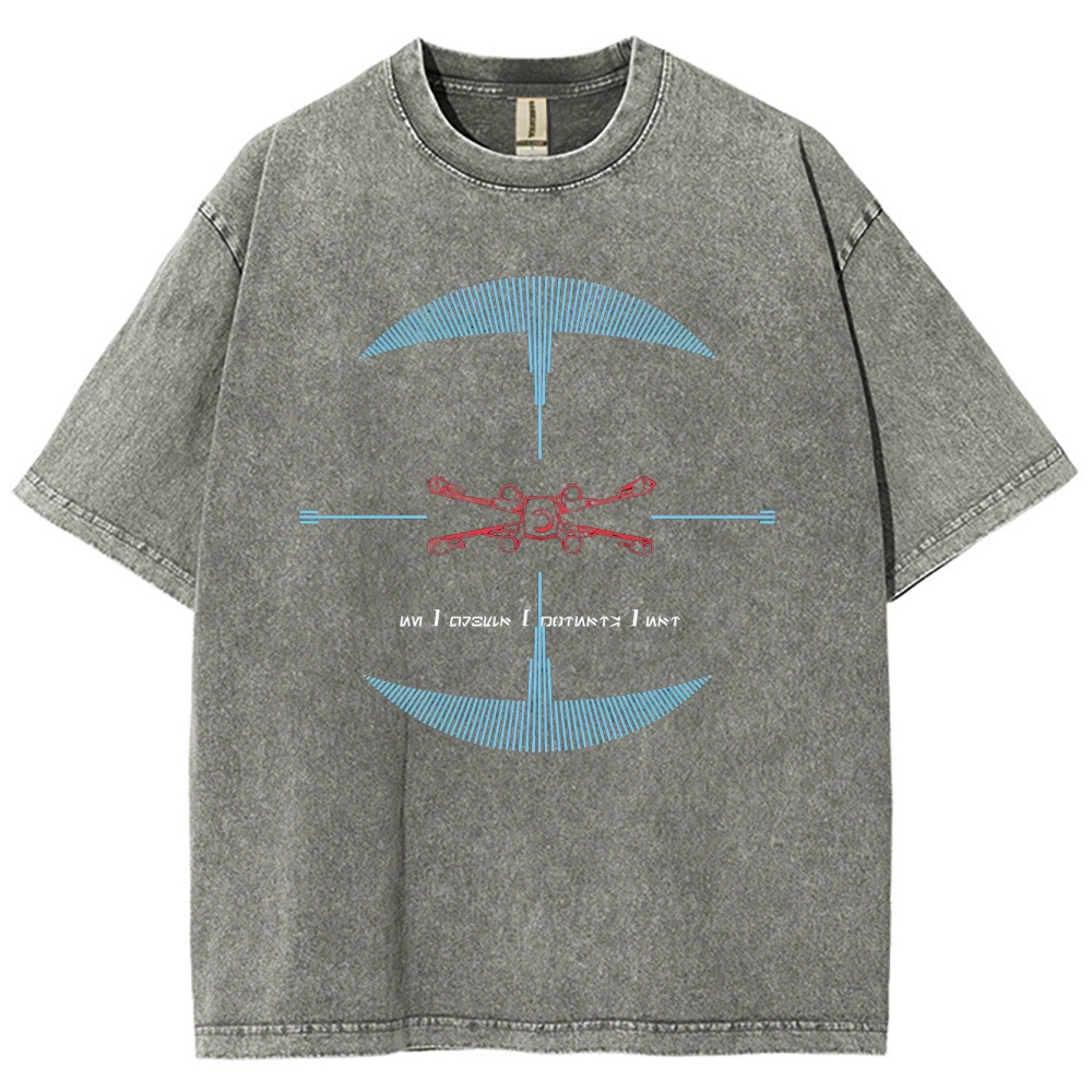 Drone & Futuristic Graphic Washed T-Shirt