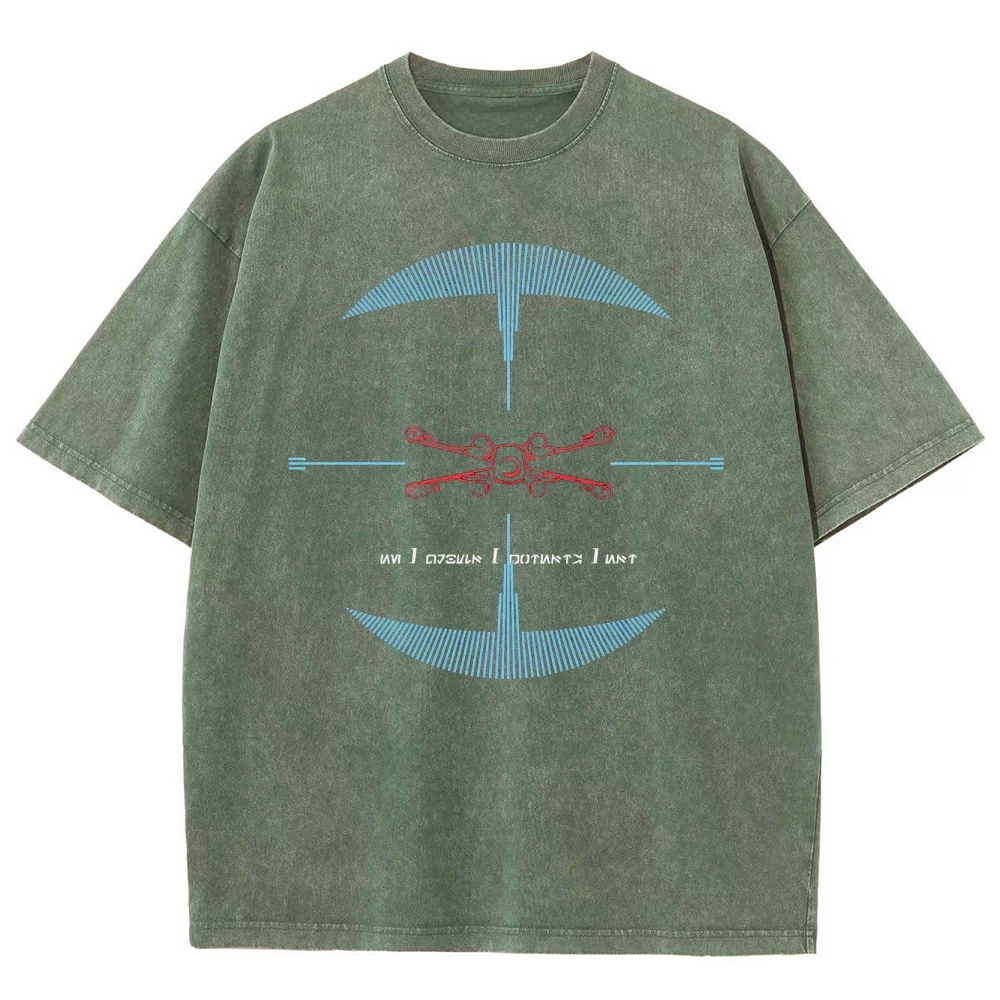 Drone & Futuristic Graphic Washed T-Shirt
