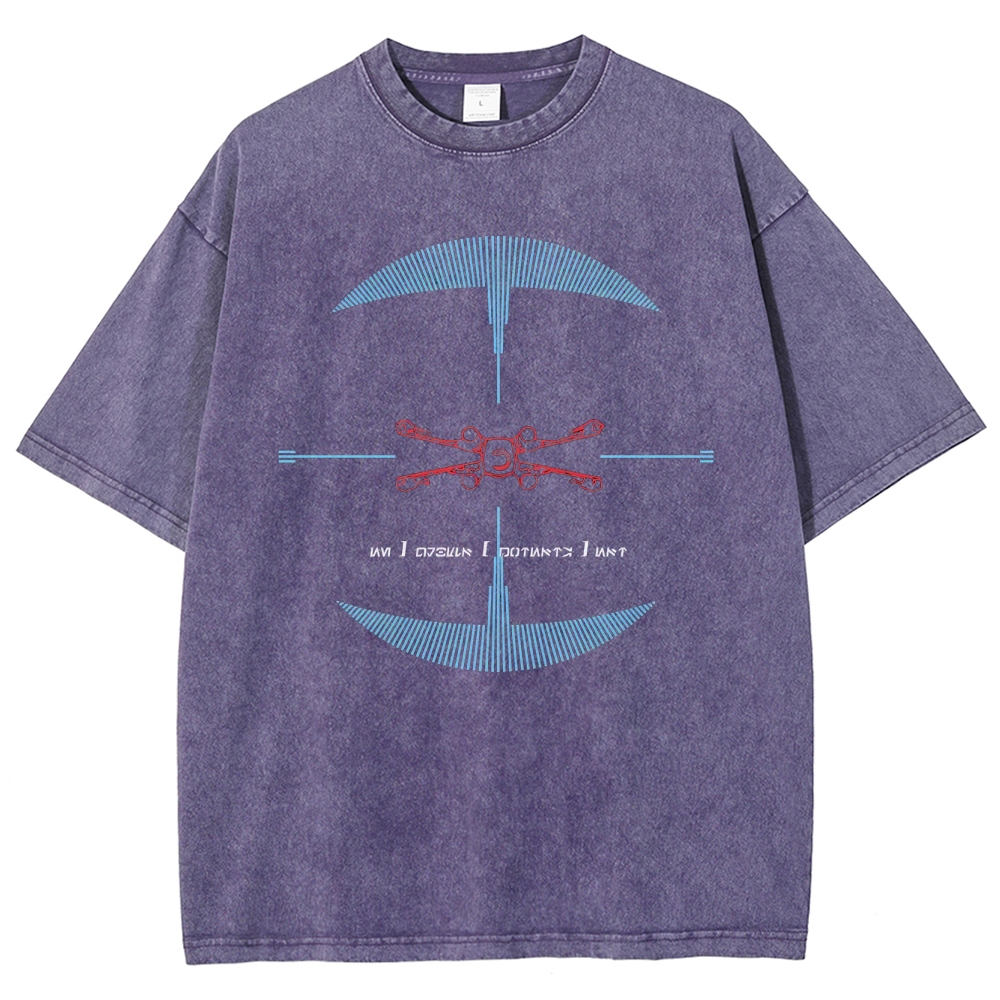 Drone & Futuristic Graphic Washed T-Shirt