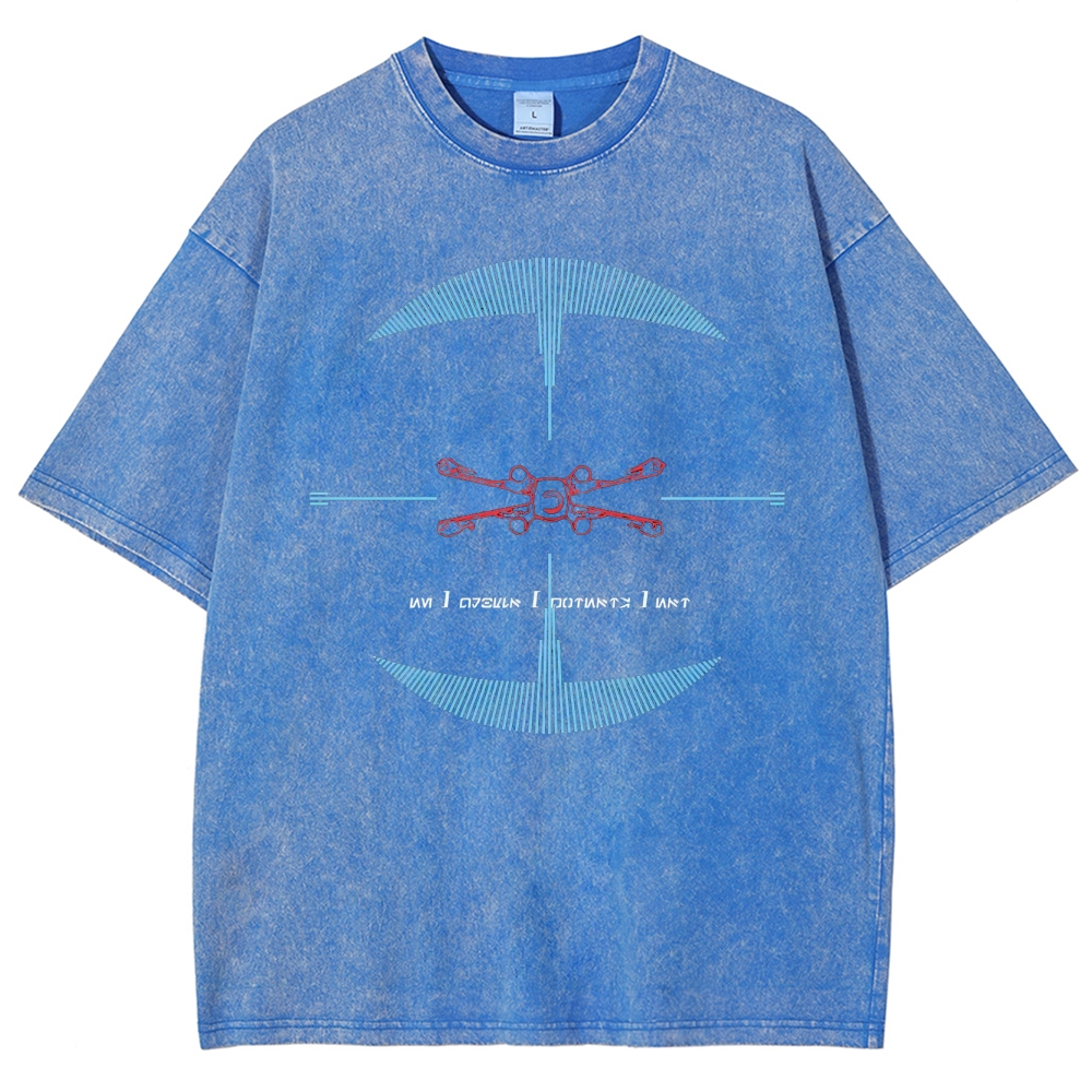 Drone & Futuristic Graphic Washed T-Shirt