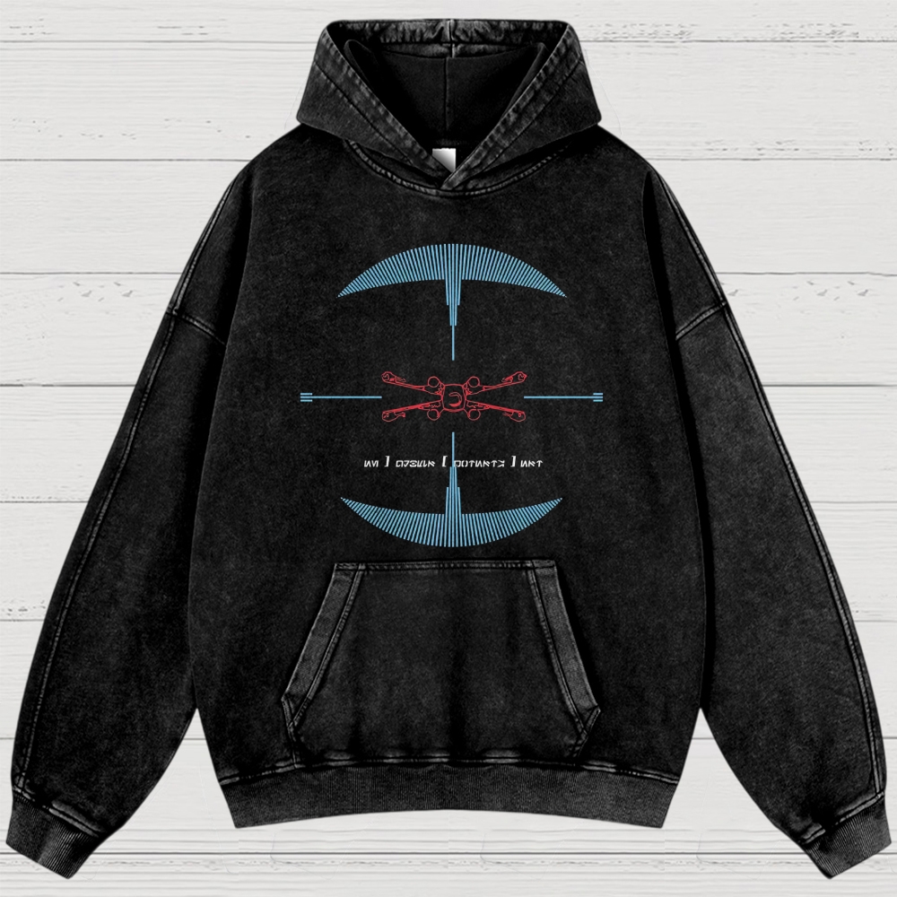 Drone & Futuristic Graphic Washed Hoodies