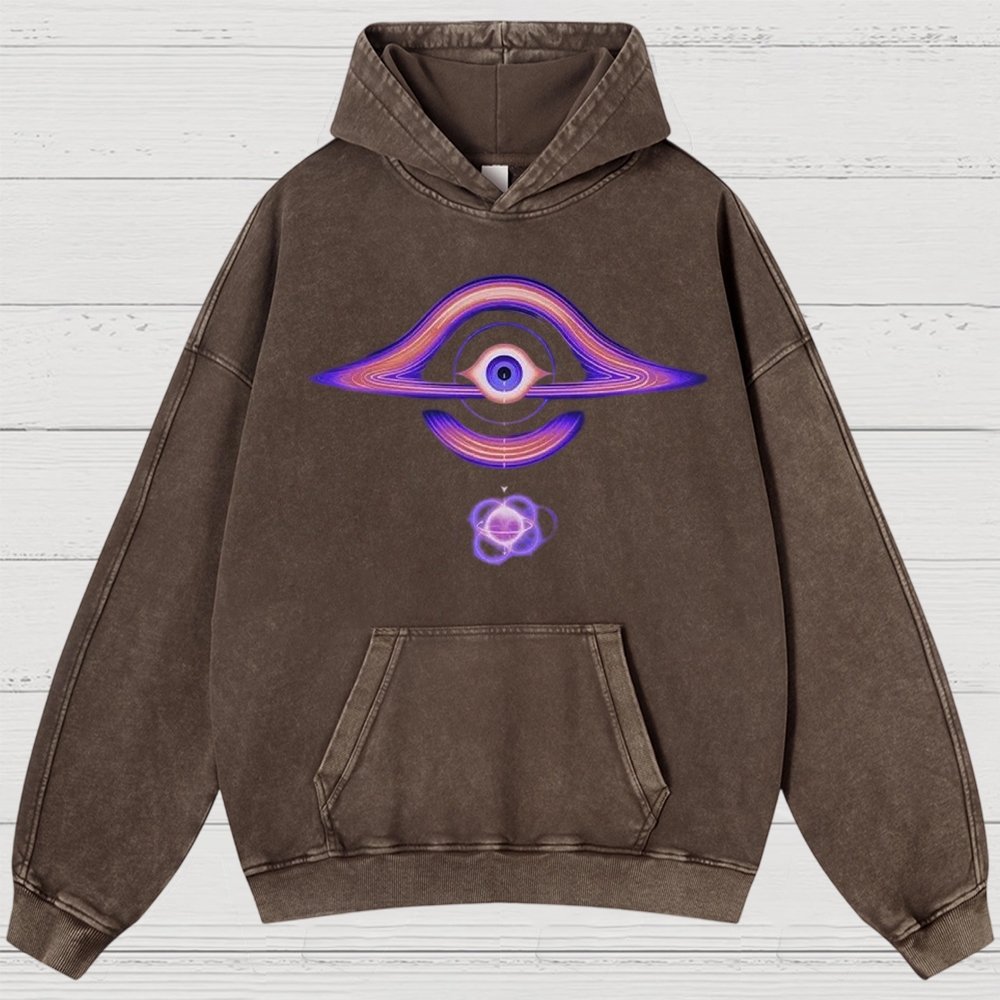 Cosmic Eye & Psychedelic Galaxy Graphic Washed Hoodies