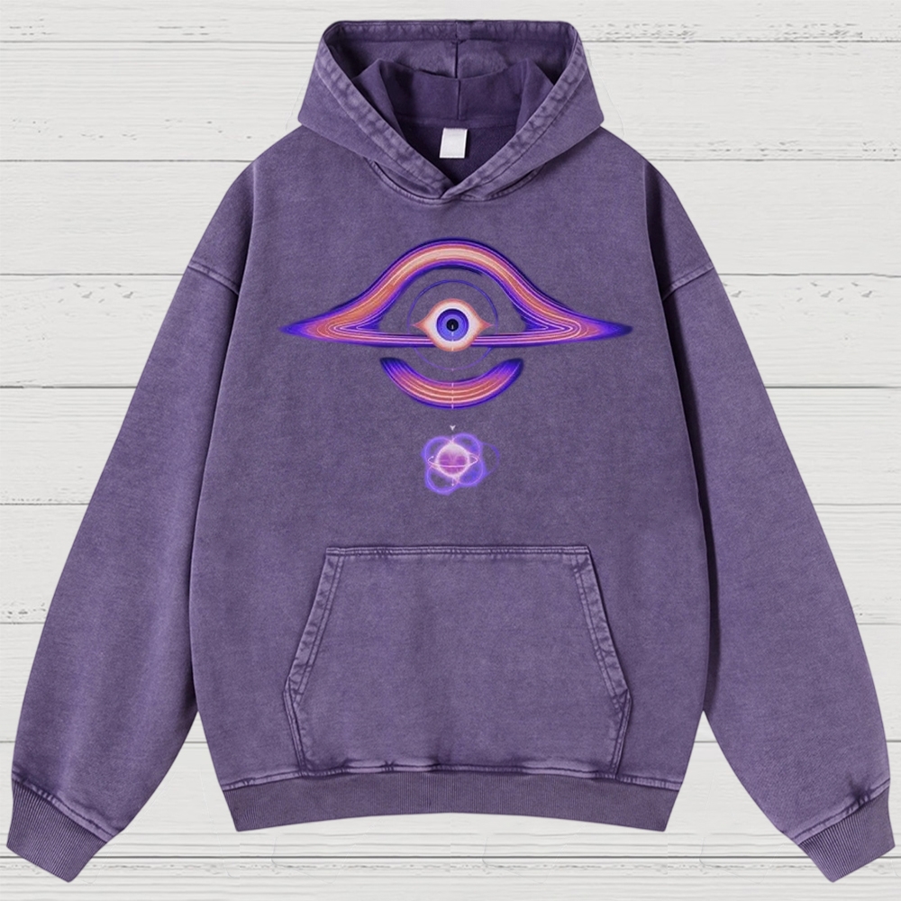 Cosmic Eye & Psychedelic Galaxy Graphic Washed Hoodies