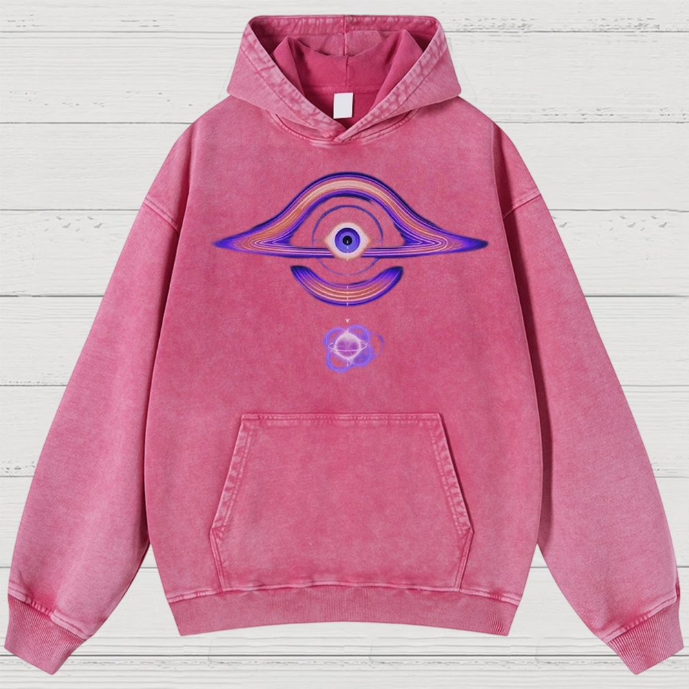 Cosmic Eye & Psychedelic Galaxy Graphic Washed Hoodies