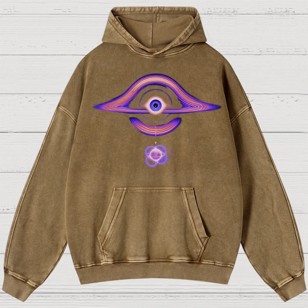 Cosmic Eye & Psychedelic Galaxy Graphic Washed Hoodies