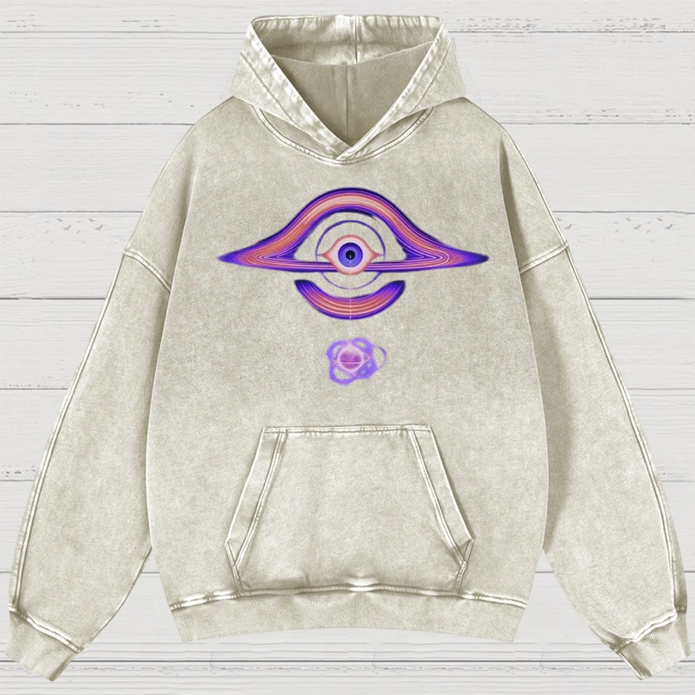 Cosmic Eye & Psychedelic Galaxy Graphic Washed Hoodies
