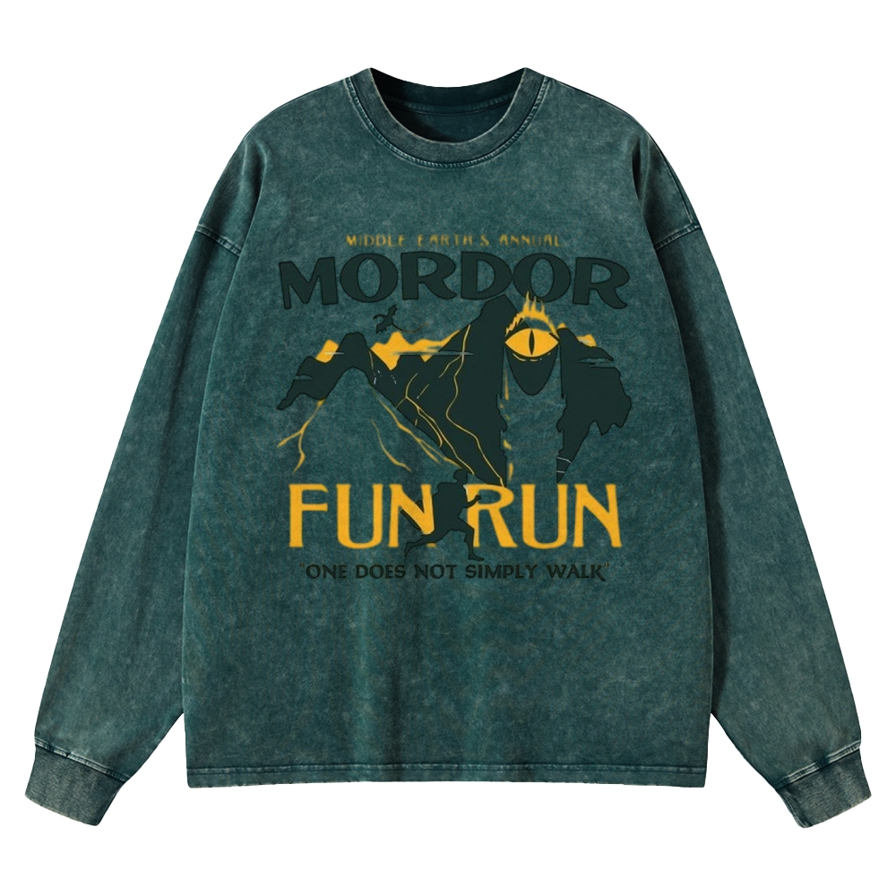 Mordor Fun Run Retro Washed Long-Sleeved T-Shirt