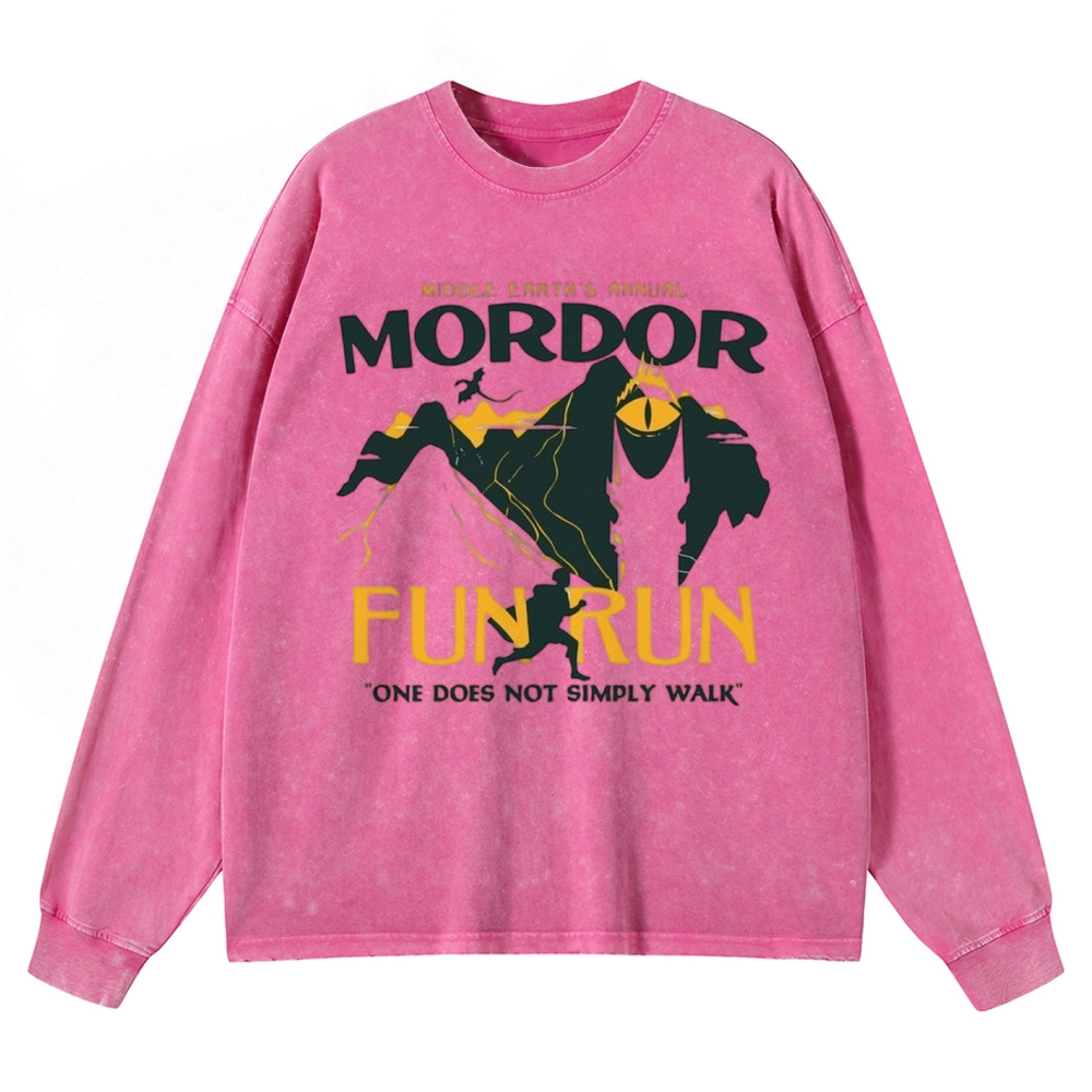 Mordor Fun Run Retro Washed Long-Sleeved T-Shirt