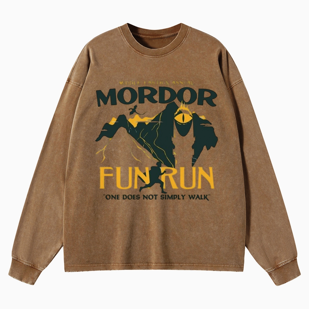 Mordor Fun Run Retro Washed Long-Sleeved T-Shirt