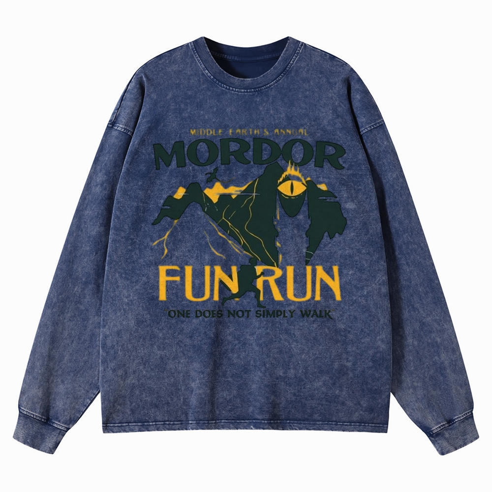 Mordor Fun Run Retro Washed Long-Sleeved T-Shirt