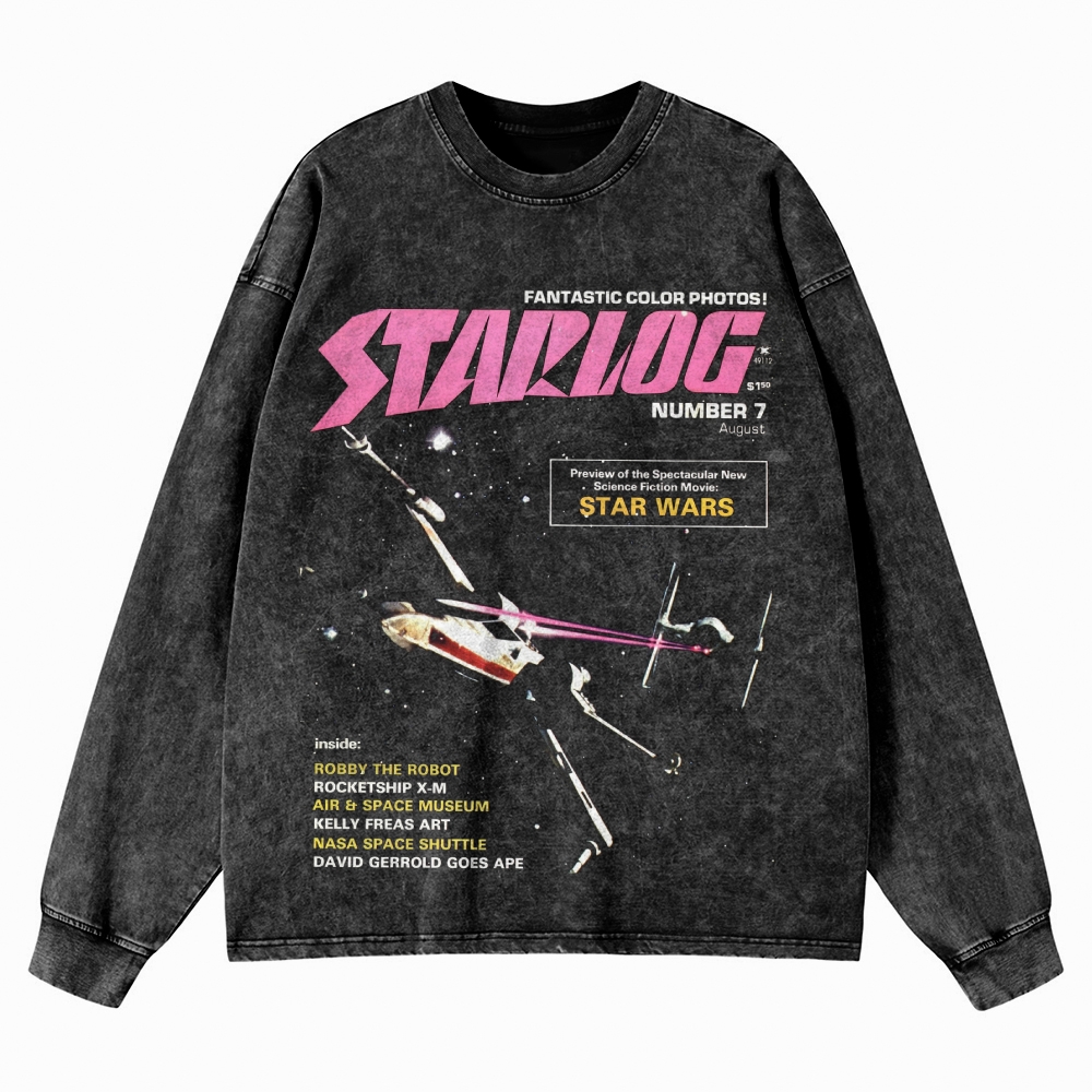 Starlog Retro Washed Long-Sleeved T-Shirt 