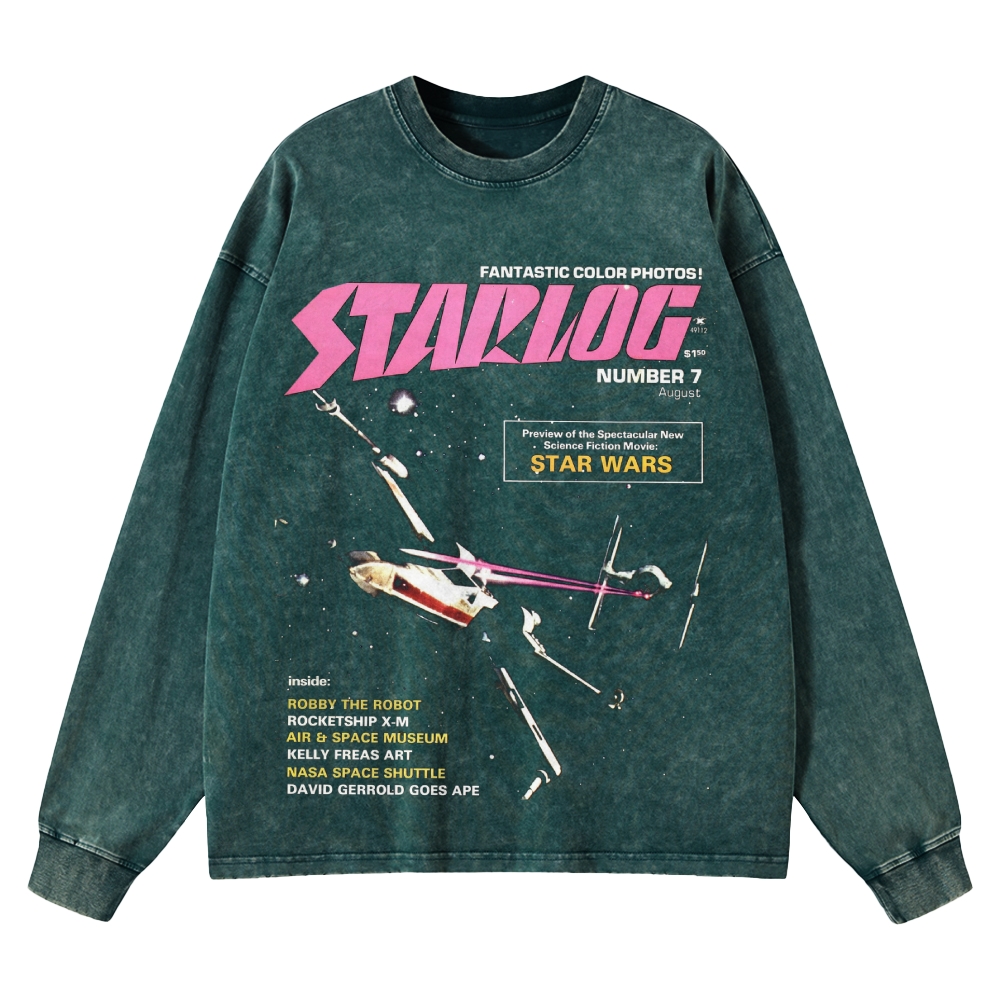 Starlog Retro Washed Long-Sleeved T-Shirt 