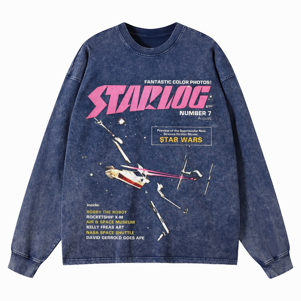 Starlog Retro Washed Long-Sleeved T-Shirt 