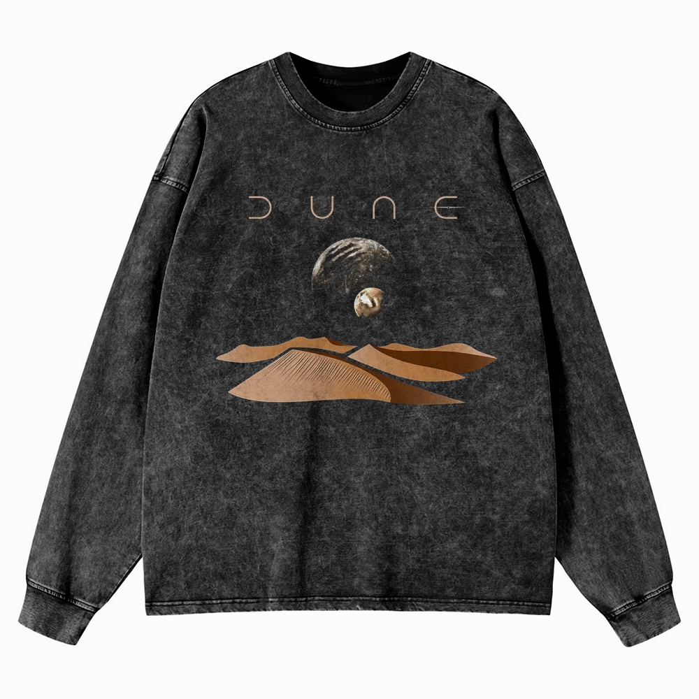 Desert & Cosmic Graphic Washed Long-Sleeved T-Shirt