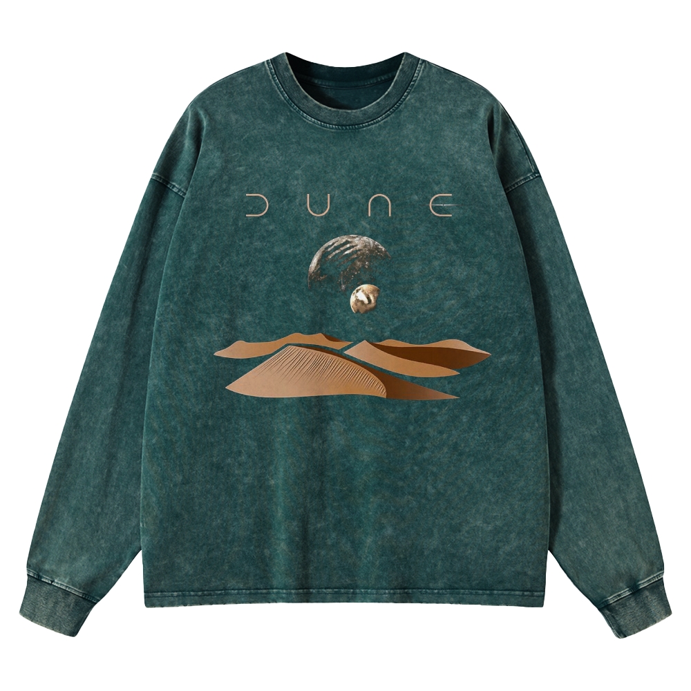 Desert & Cosmic Graphic Washed Long-Sleeved T-Shirt
