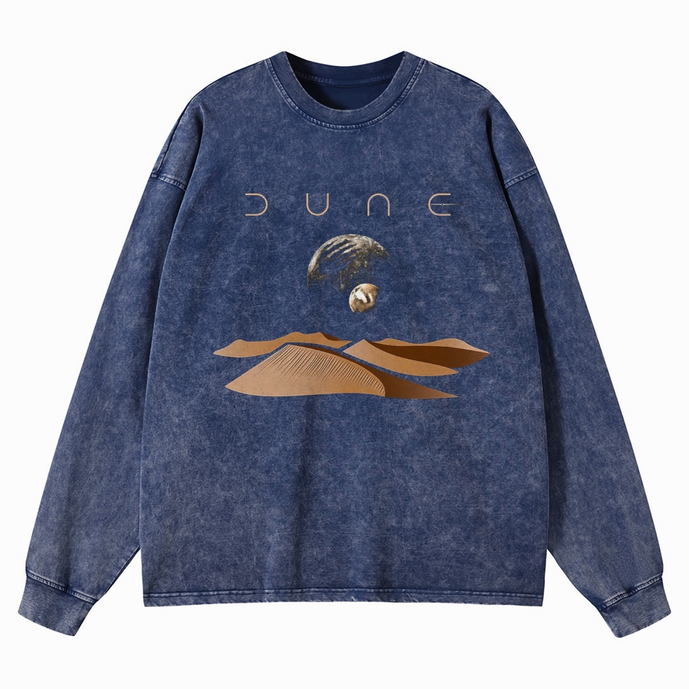 Desert & Cosmic Graphic Washed Long-Sleeved T-Shirt