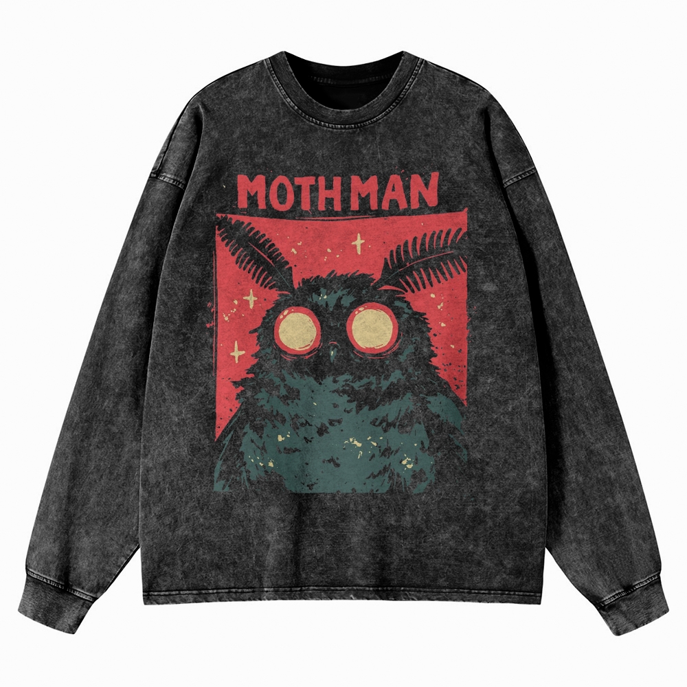 Mothman Sightings Washed Long-Sleeved T-Shirt 