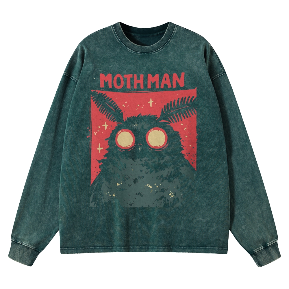 Mothman Sightings Washed Long-Sleeved T-Shirt 