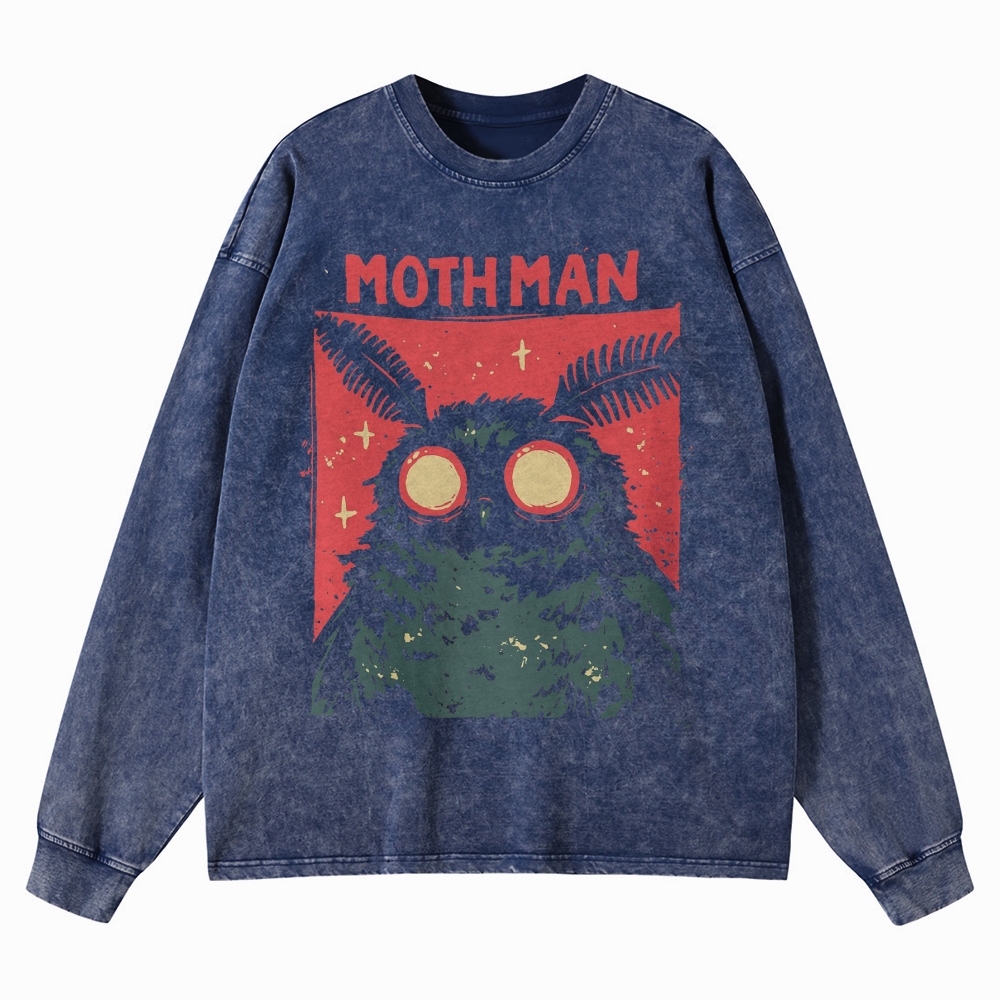 Mothman Sightings Washed Long-Sleeved T-Shirt 