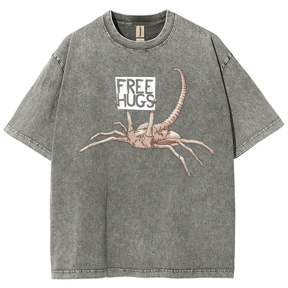 Free Hugs Alien Creature Retro Washed T-Shirt
