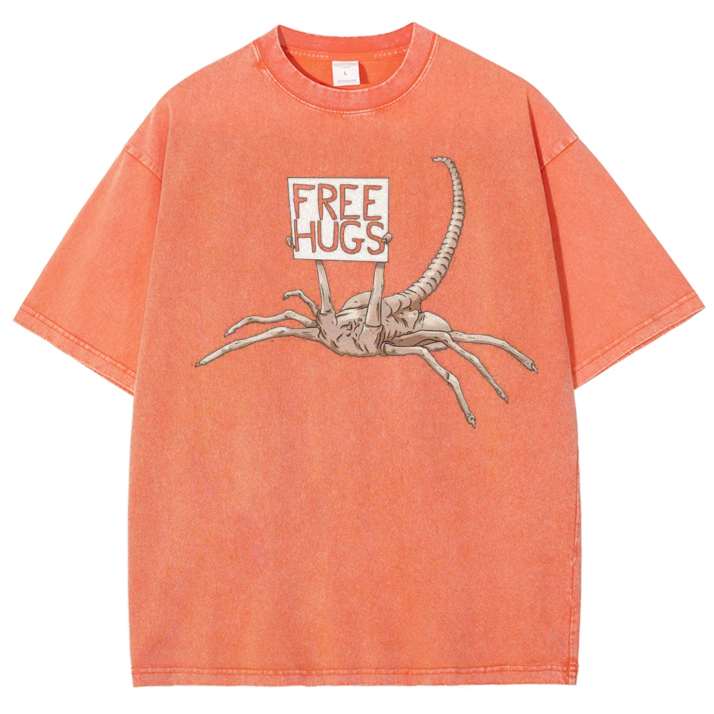 Free Hugs Alien Creature Retro Washed T-Shirt