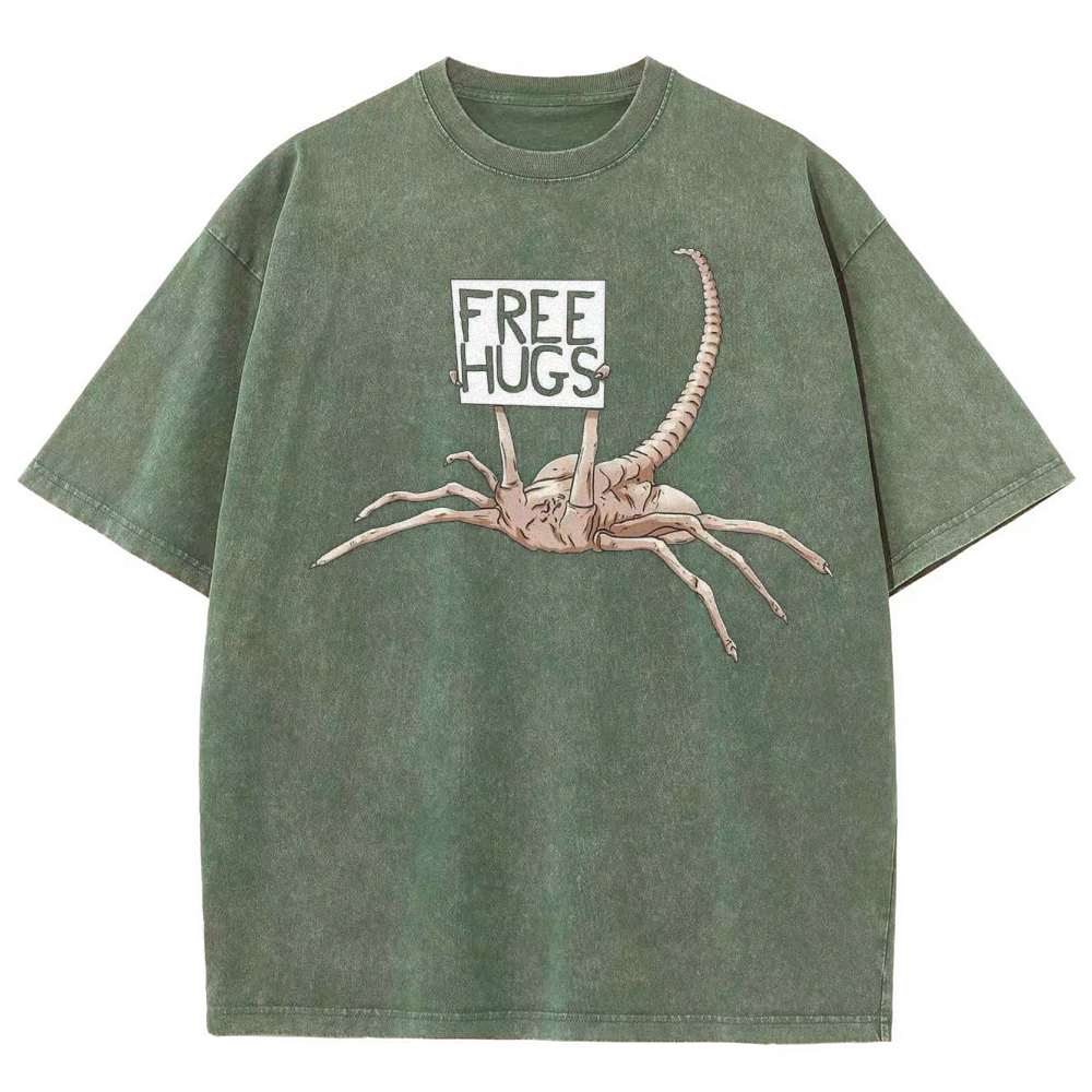 Free Hugs Alien Creature Retro Washed T-Shirt