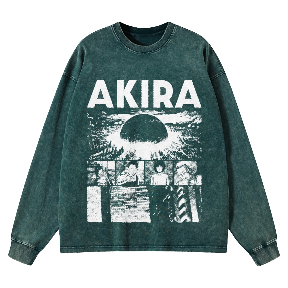 Cyberpunk Graphic Washed Long-Sleeved T-Shirt