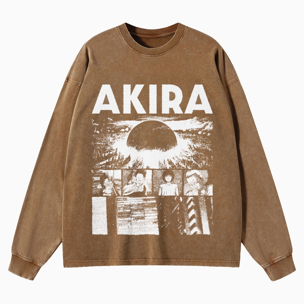 Cyberpunk Graphic Washed Long-Sleeved T-Shirt