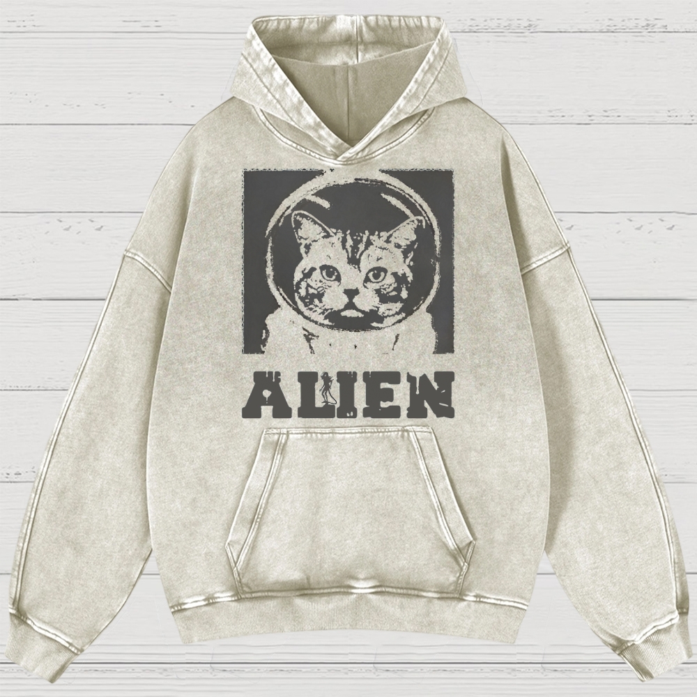 Space Cat Washed Hoodies 