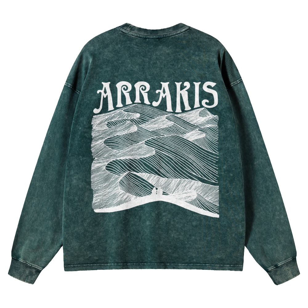 Arrakis Desert Retro Washed Long-Sleeved T-Shirt