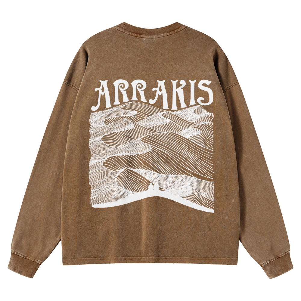 Arrakis Desert Retro Washed Long-Sleeved T-Shirt